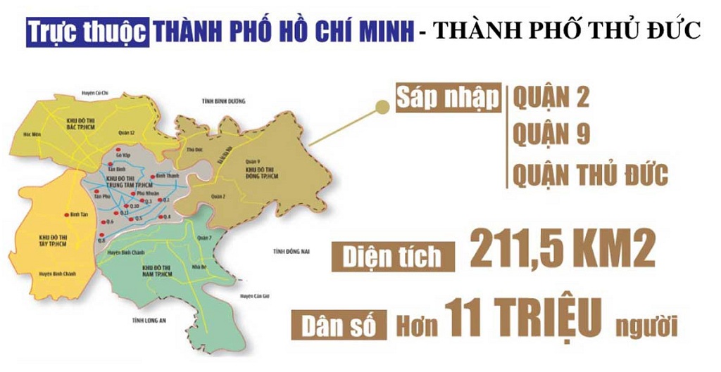 Bản đồ Quận Thủ Đức - Metro số 1 và tiềm năng phát triển