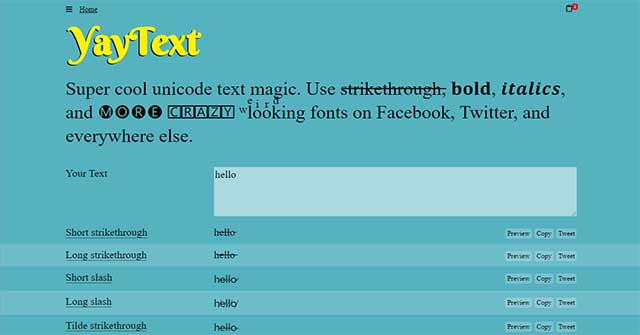 YayText: Công cụ hỗ trợ tạo font chữ độc đáo cho bài viết trên mạng xã hội